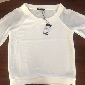 NWT- Off white shirt with sheer 3/4 sleeve